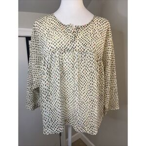 Patterson J Kincaid Women's Boxy Sheer Blouse Cream, Gold And Black Medium